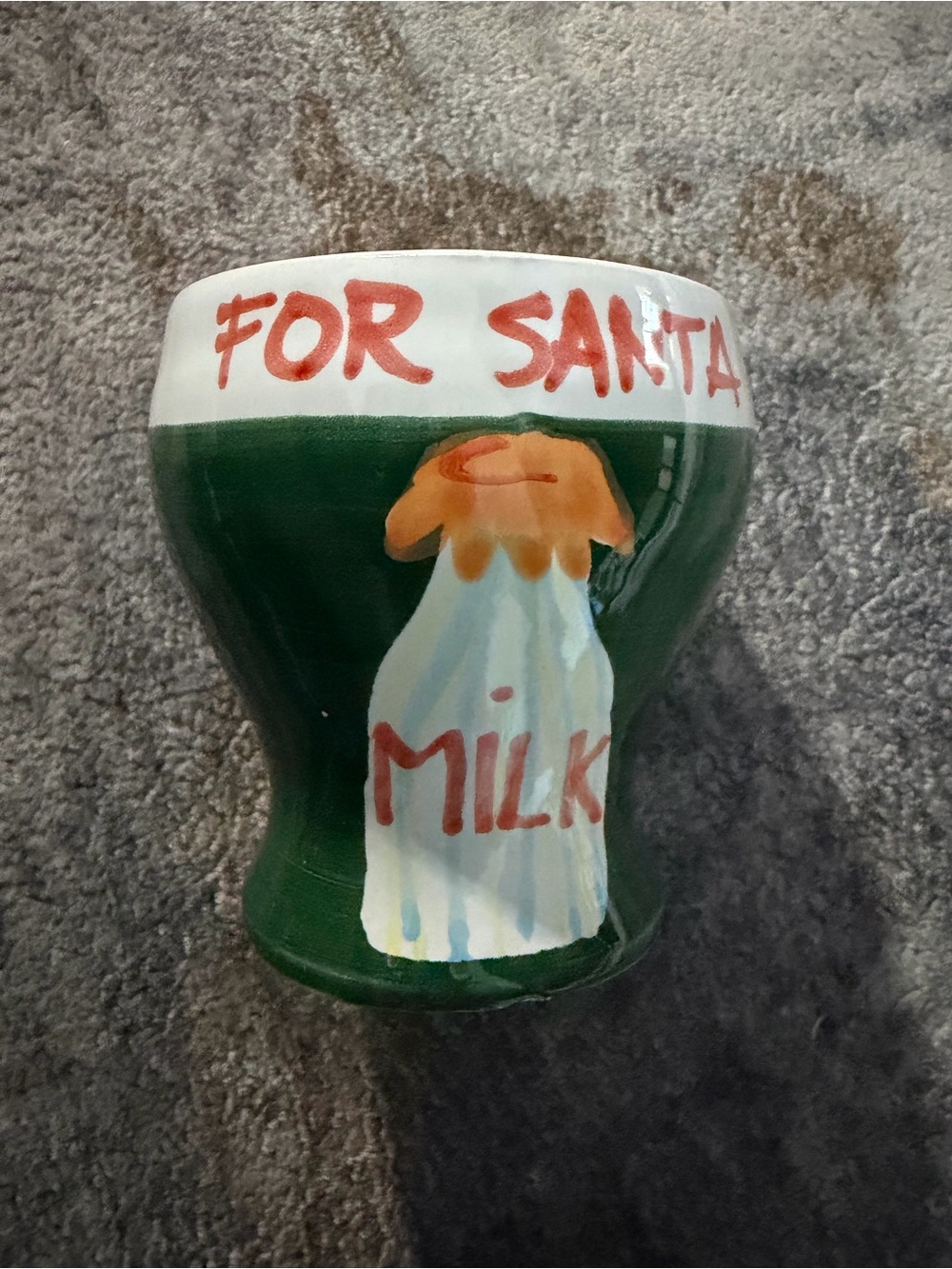 Hand-Painted "For Santa" Milk Mug - Green & White